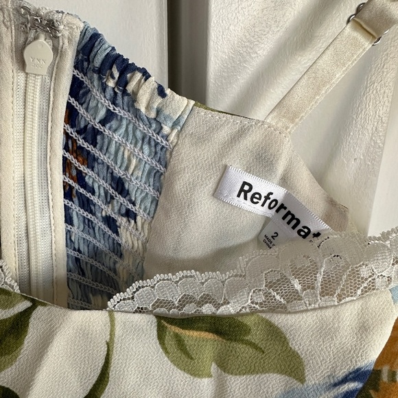 NEW Reformation Irisa Midi Dress in Botanist Cream Blue Green Floral | sz 2 - Picture 10 of 11